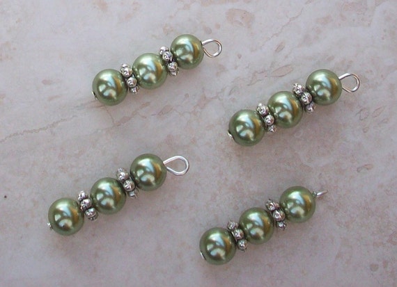 Olive Green Pearl Bead Dangle Purse Charm DIY by nenafayesattic