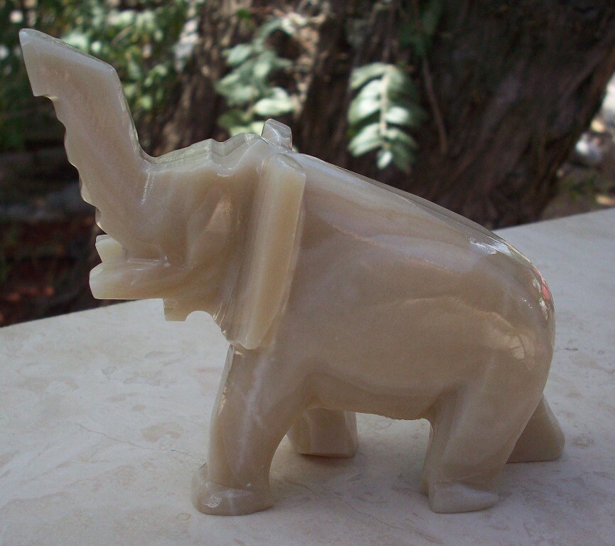 Vintage Elephant Hand Carved Marble Elephant Figurine