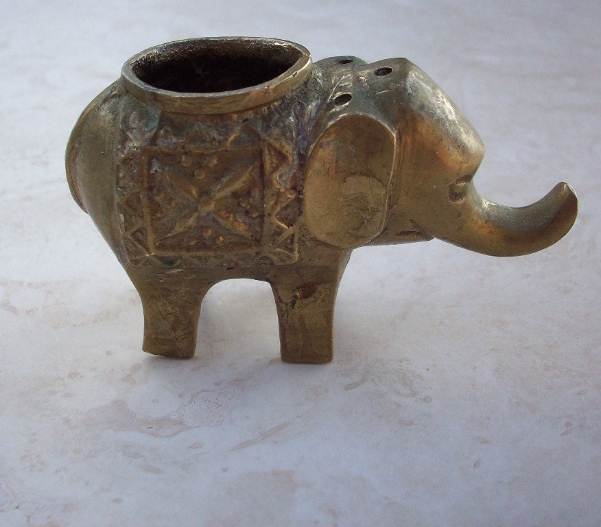 Vintage Brass Elephant Incense Burner