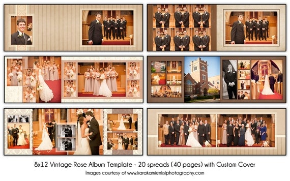 Download VINTAGE 8x12 Digital Wedding Album Template Unique 20