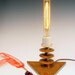 50% OFF SALE ... Retro triangle lamp. Art Deco Steam Punk .Patina steel elements, industrial socket and Edison vintage style bulb. 46