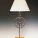 HALF PRICE SALE Table lamp with recycled bike sprocket gears and rim . Perfect for a biker , gear head or steampunk. 141