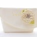Bridal Wedding Clutch Embroidered with Fabric Rosette Flower and Rhinestone