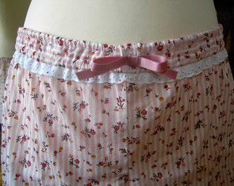 Pajama Shorts, stripes and roses