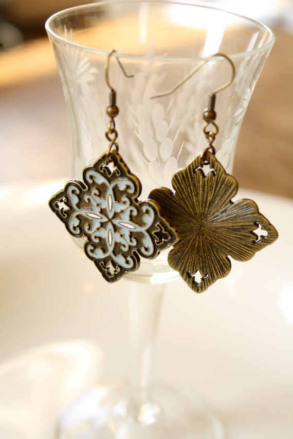 Antique Brass Earrings Spanish Style by Montrigue on Etsy