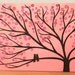 Tree Art Painting - Pink Two Birds in a Tree Whimsical Tree Art Painting - Pale Pink 30 x 20 Original Abstract Tree Painting on Canvas