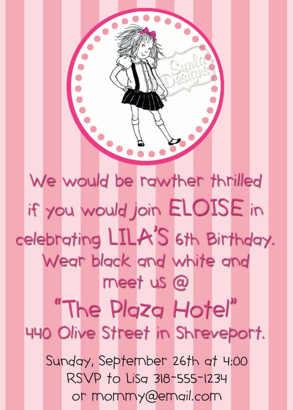 Eloise at the Plaza Hotel Birthday Party or Playdate Eloise at the Plaza Hotel Birthday Party or Playdate