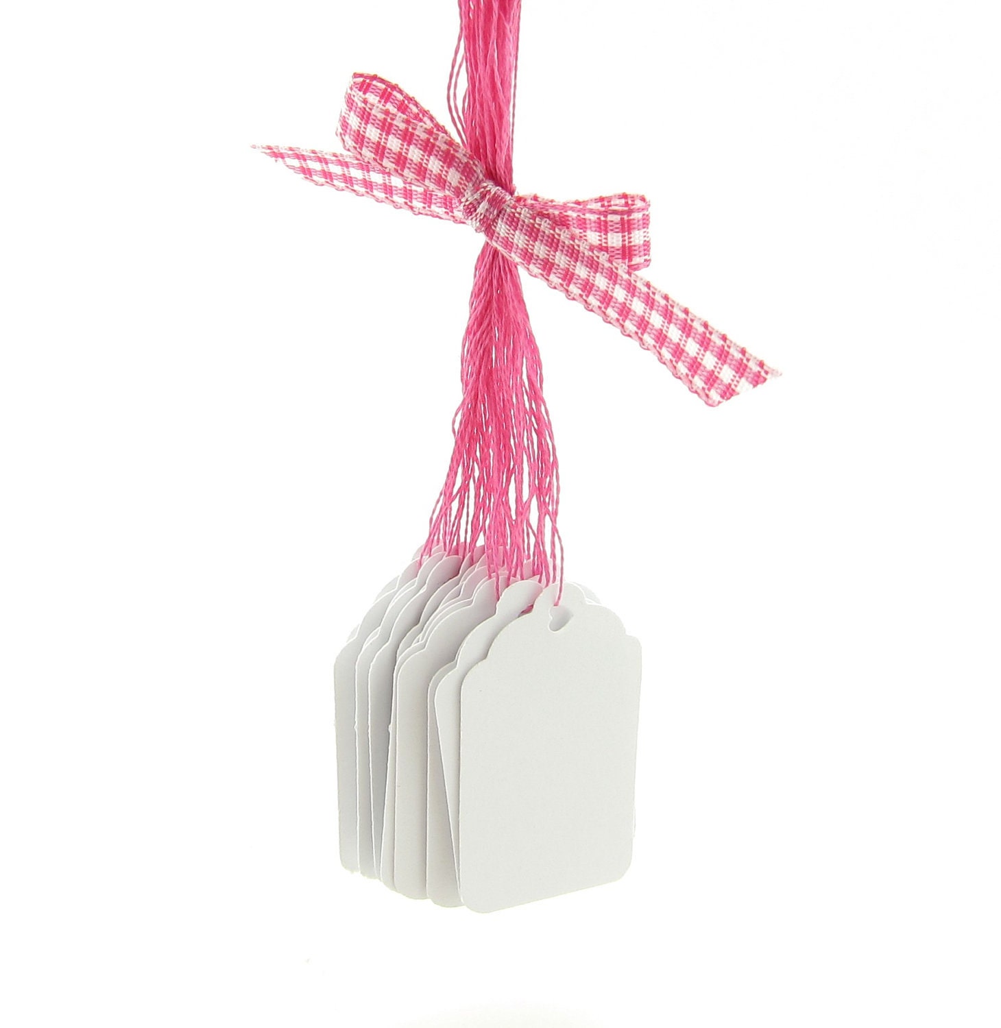 String Price Tags Pink String White Hang Tags Set of 25 Medium