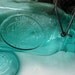 IDEAL CANNING JAR Bicentennial Celebration 1976 with Wire Lid in Aqua Blue