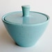 Vintage 50s Blue Speckle California Pottery Bauer Covered Sugar Bowl & Lid Mint Condition
