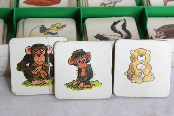 Memory Game Animal Families Milton Bradley 1986