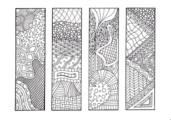 Bookmarks to Color, Zentangle Inspired Coloring, 12 Unique Bookmarks to Print and Color