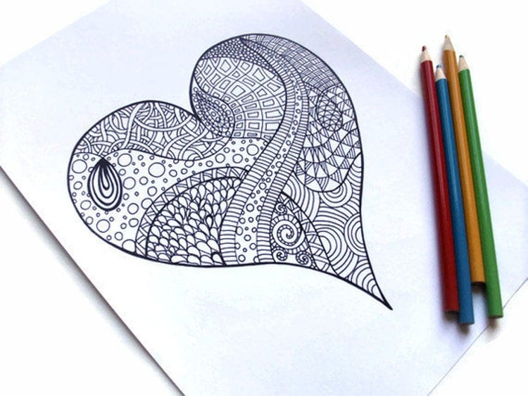 Zentangle Inspired Printable Coloring Page Instant by JoArtyJo
