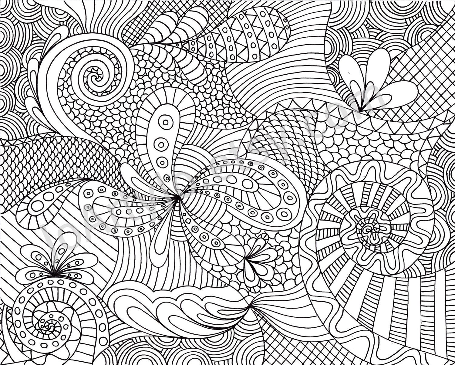 Coloring Page Printable Zentangle Inspired Instant Download
