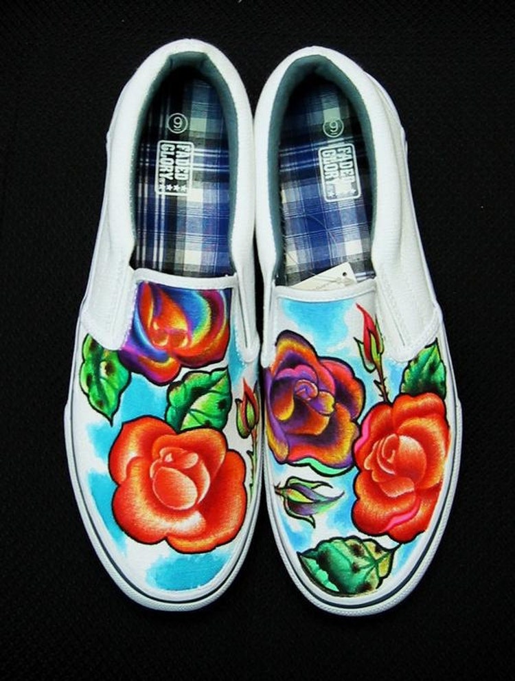 Hand Painted Shoes sneakers flats by RighteousRebelz on Etsy