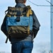 S A L E // USED Discovery Backpack -- blue and tan -- ready to ship.