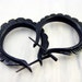 Oval Hoop Handmade Black Horn Post Earrings Tribal Style - Gauges Plugs Bone Horn - PE004 H G1