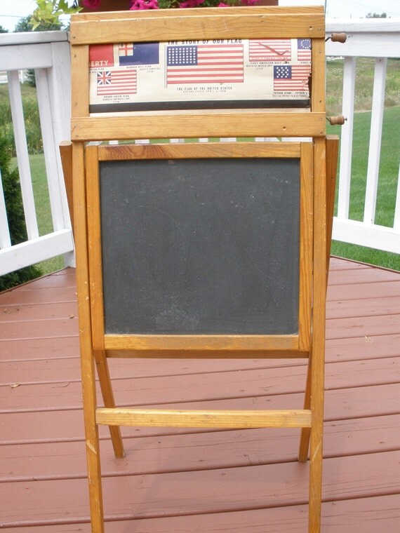 Antique Chalkboard Easel with Paper Scroll