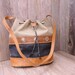 Circle Y Vtg Tooled Leather & Canvas Drawstring Purse Bag