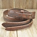 Vtg Brown Leather Ranger Style Belt Basket Weave Style