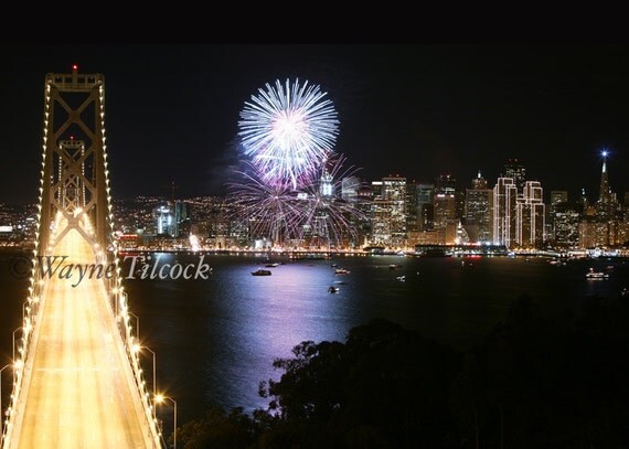 Items similar to San Francisco Bay Bridge New Years Eve with Fireworks - You Pick Which Set of