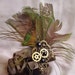 Steampunk Feather Fascinator- Burning Man, Festival- Fiery Bronze Fan- Clocks and Gears, Festival, Wedding