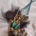 Steampunk Feather Fascinator- Sir Elytra and His Magic Time Device- Clocks and Gears, Belly Dance, Festival, Wedding