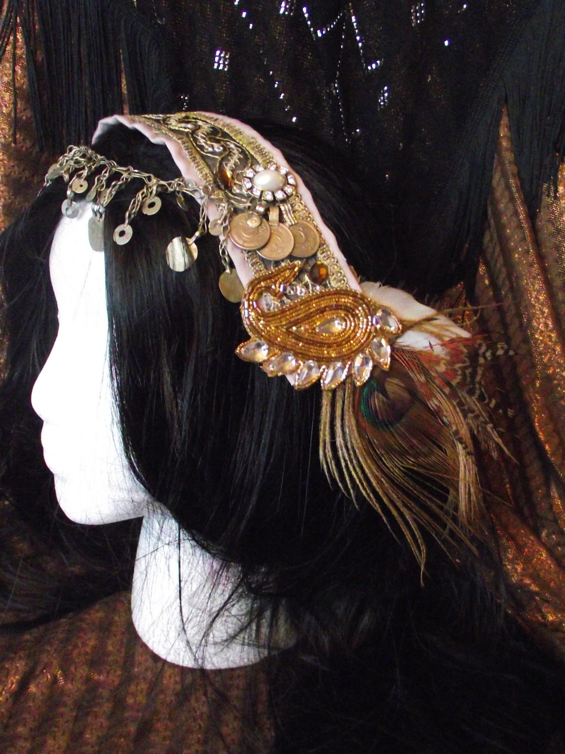 RESERVED Tribal Fusion Belly Dance Headpiece Blonde