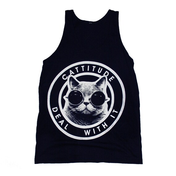 Cattitude Tank Top Select Size by BurgerAndFriends on Etsy