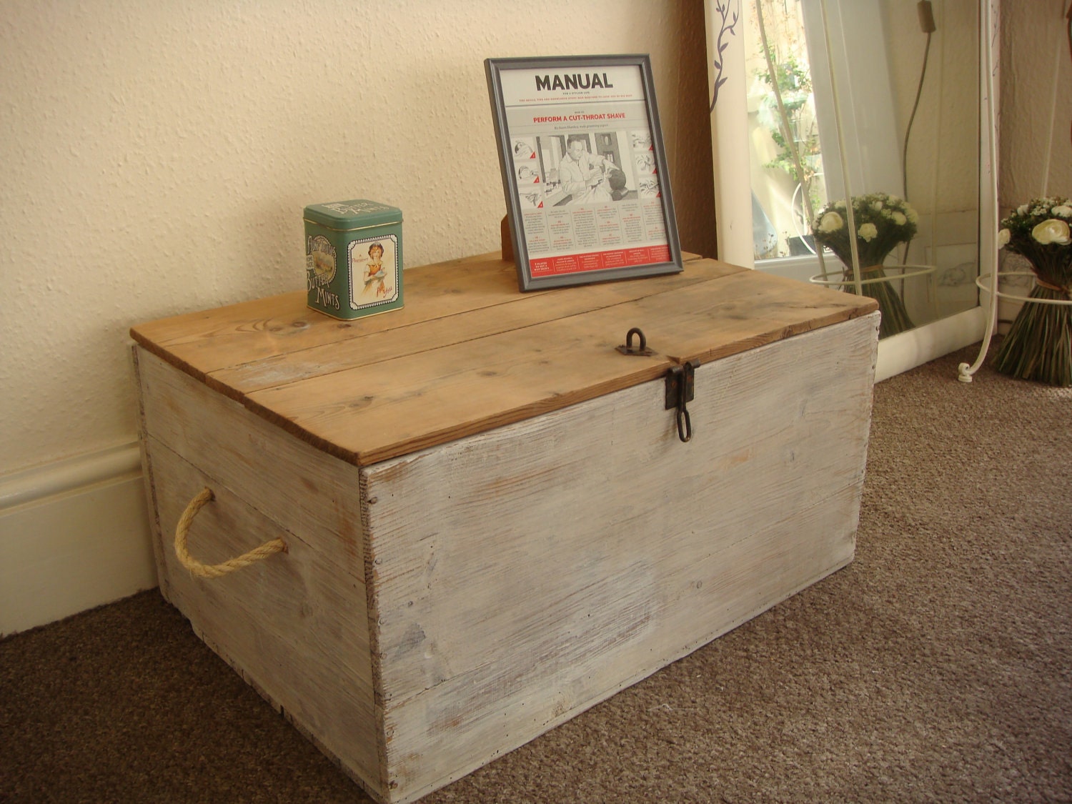 Rustic wooden old sea chest