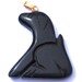 Carved Black Onyx Dog Pendant with Gold Plated Bail