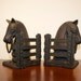 vintage cast iron horse head bookends or doorstop