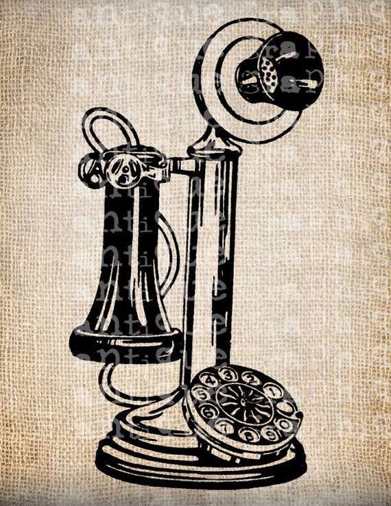 Items similar to Antique Retro Telephone Vintage Illustration Digital ...