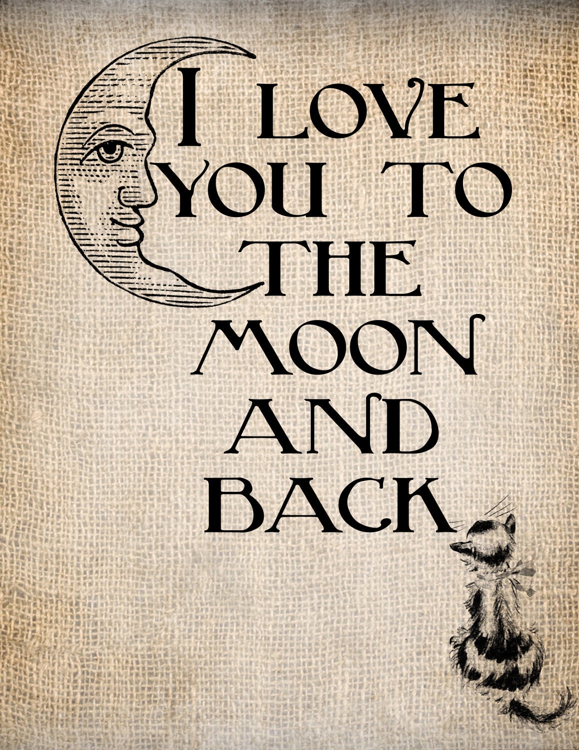 Antique Love Child Moon Quote Script by AntiqueGraphique on Etsy