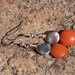 Earrings - orange jade stone, silver bead and Swarovski crystal, dangle earrings, beaded earrings