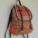 SPECIAL PRICE Orange Backpack Book Bag Handmade HMONG Vintage Fabric Fair Trade Thailand (bg510)