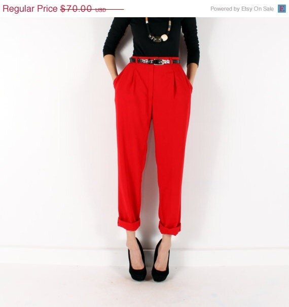 SALE red ESCADA pants // vintage 80s 90s // high waisted