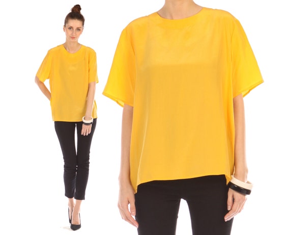 mustard silk shirt