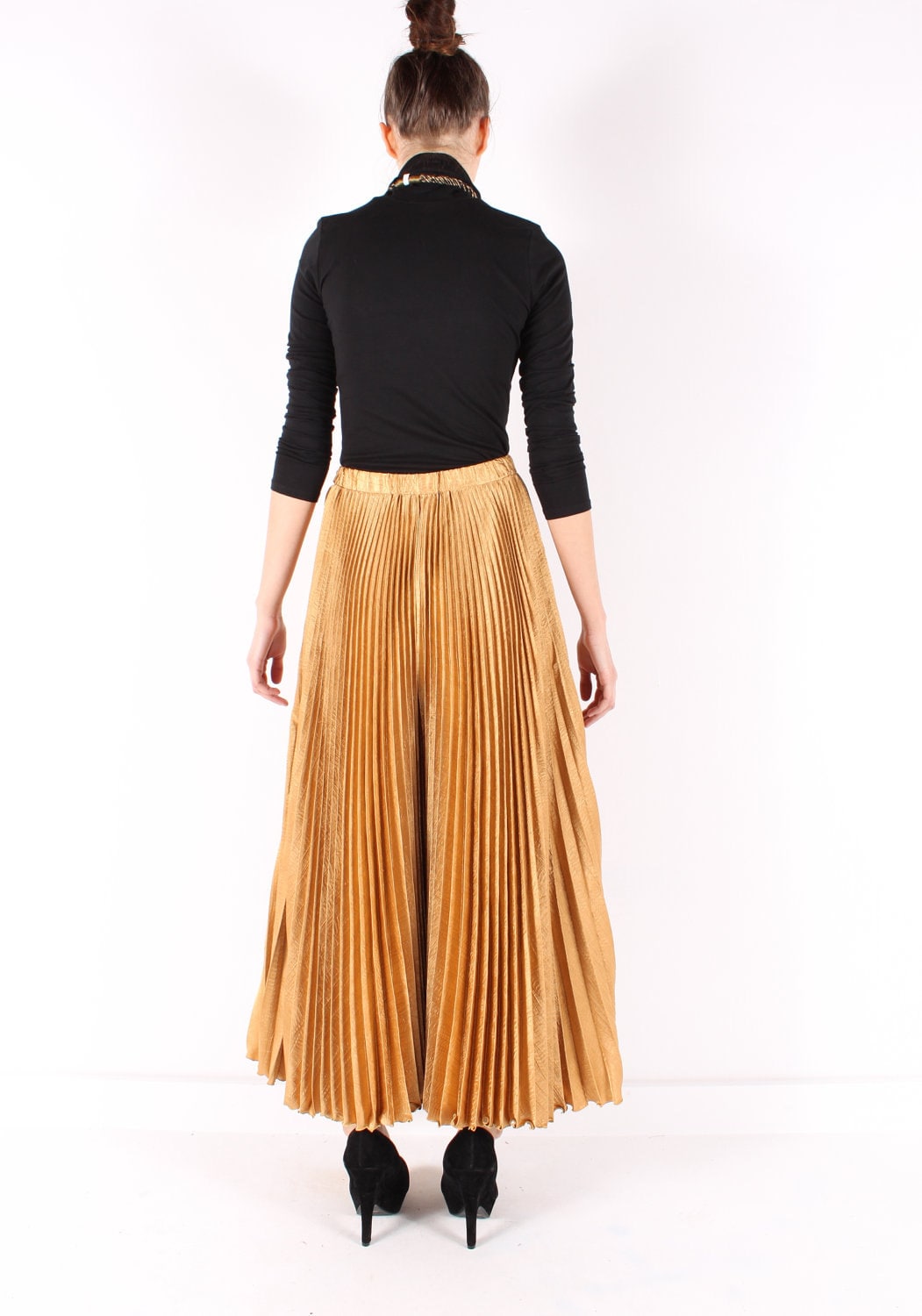 Vintage 80s // PALAZZO pants // gold accordion by shopCOLLECT