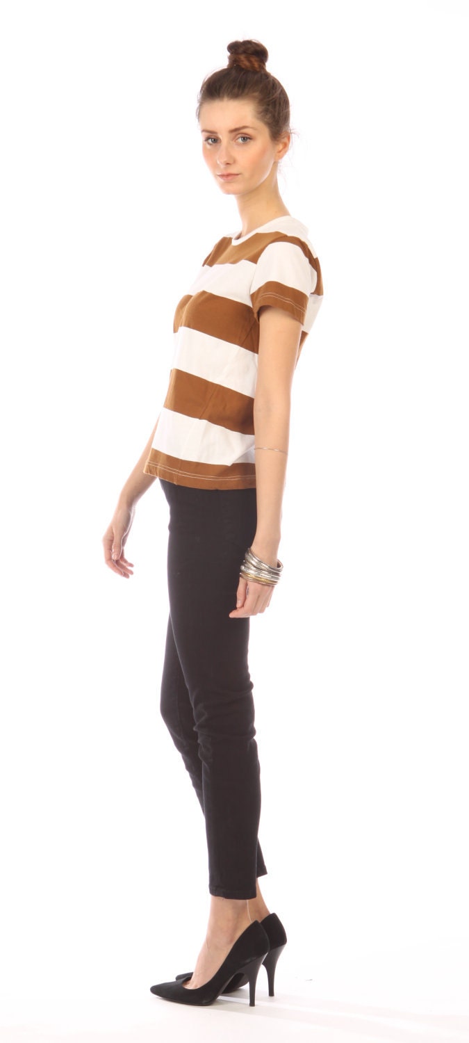 brown and white striped shirt men's