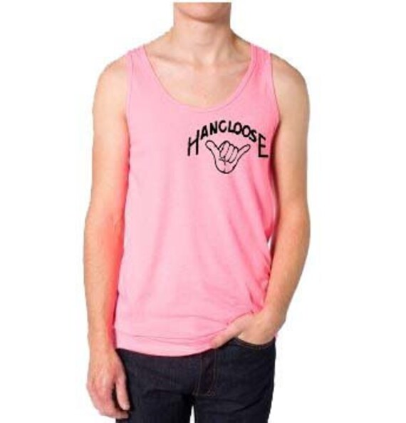 HANG LOOSE Surfing Neon Men's Tank Top T Shirt