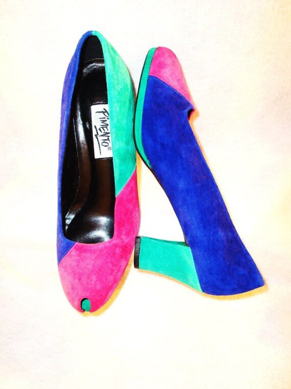 heels high blue marine Suede Heels toe Peep Size Colorblock Women's Pumps/High 80s 7 heels high blue marine Suede Heels toe Peep Size Colorblock Women's Pumps/High 80s 7