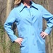 Vintage Rain Coat 70s Sky Blue trench Coat. Womens Pastel Baby Blue Wide Lapel Misty Harbor Coat. Union Tag Boho Indie Chic. Size L