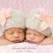 2 baby girl knitted beanie hats with removable clips,twin hats,newborn photography prop, baby beanie, baby shower gift