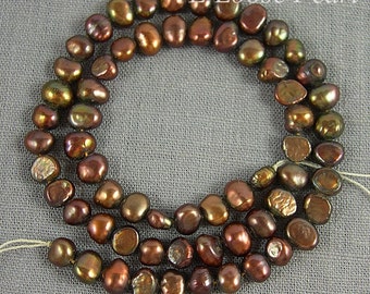 Corn Freshwater Pearl Potato pearl seed pearl Loose pearls necklace Brown 6.0-6.5mm 58pcs Full Strand PL1059