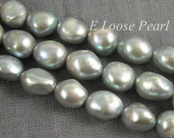 Freshwater Pearl Large Hole pearl Baroque Potato pearl Gray Necklace pearl Loose Beads 9.5-10.5mm 32pcs Full Strand Item No : PL3052