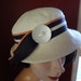 50's Hat with wide striped ribbon