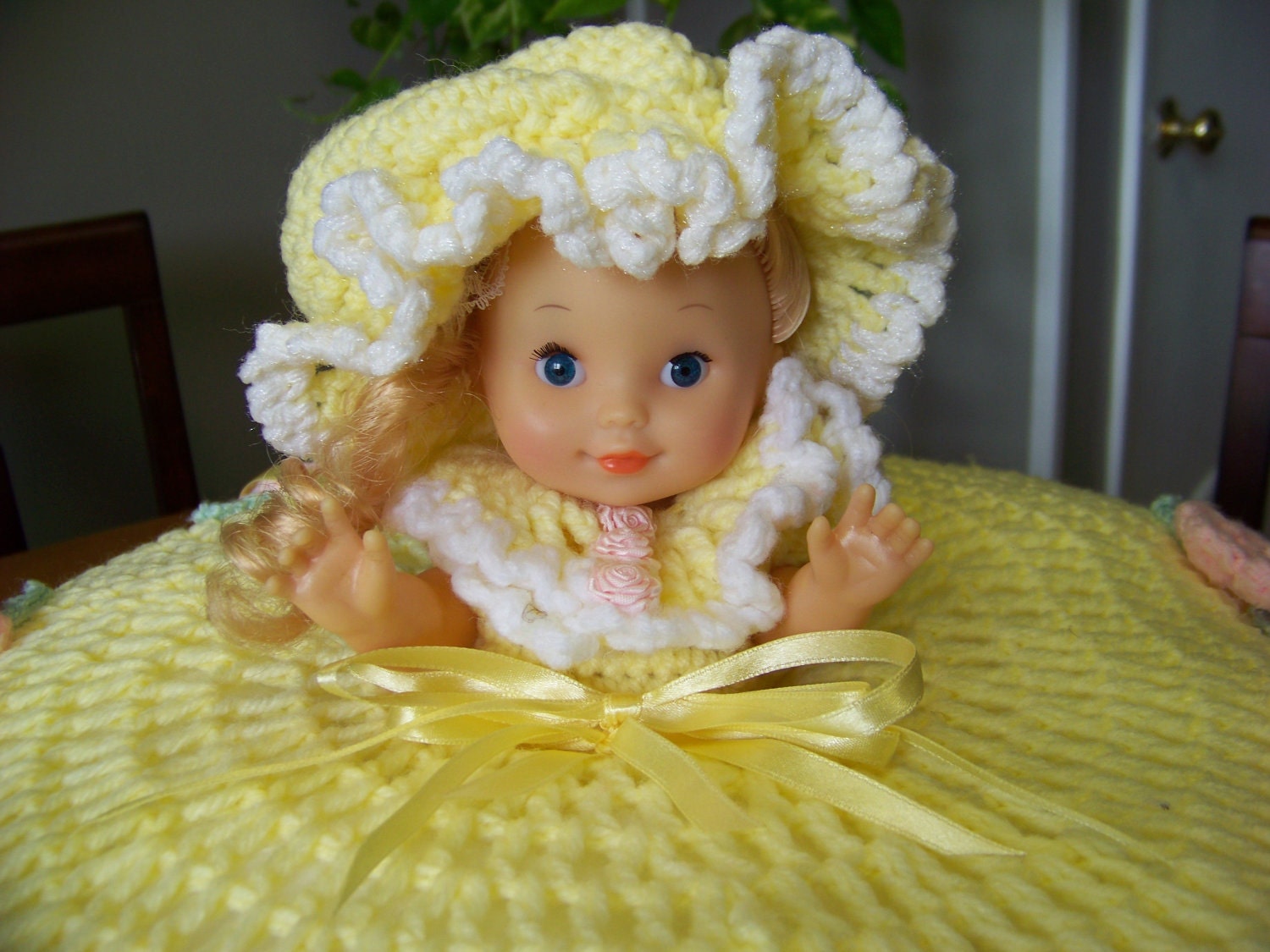 Large Crochet Bed Doll Pillow by on Etsy