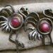 Pink Flamingos: Pair of Brooches Vintage Figural Brooch with Pink Stone