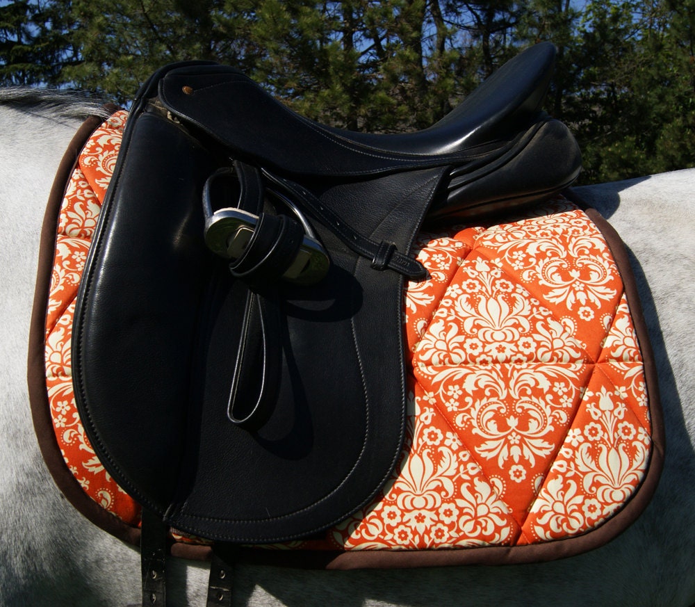 Orange Damask Dressage Saddle Pad